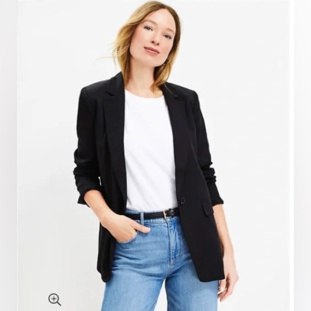 NWT LOFT Petite Emory Long Modern Blazer Black